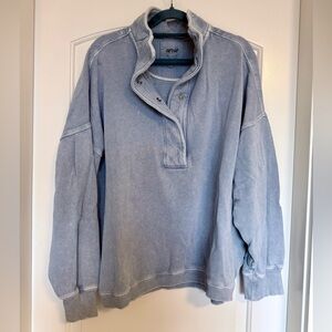 Aerie Getaway Quarter Snap Sweatshirt Grunge Athleisure Size Large